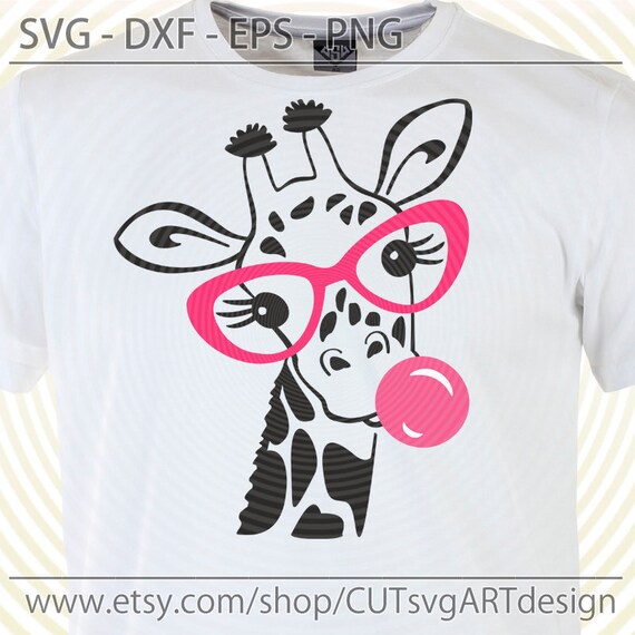Download Giraffe With Bubble Gum Svg Cute Funny Giraffe Face Glasses Etsy