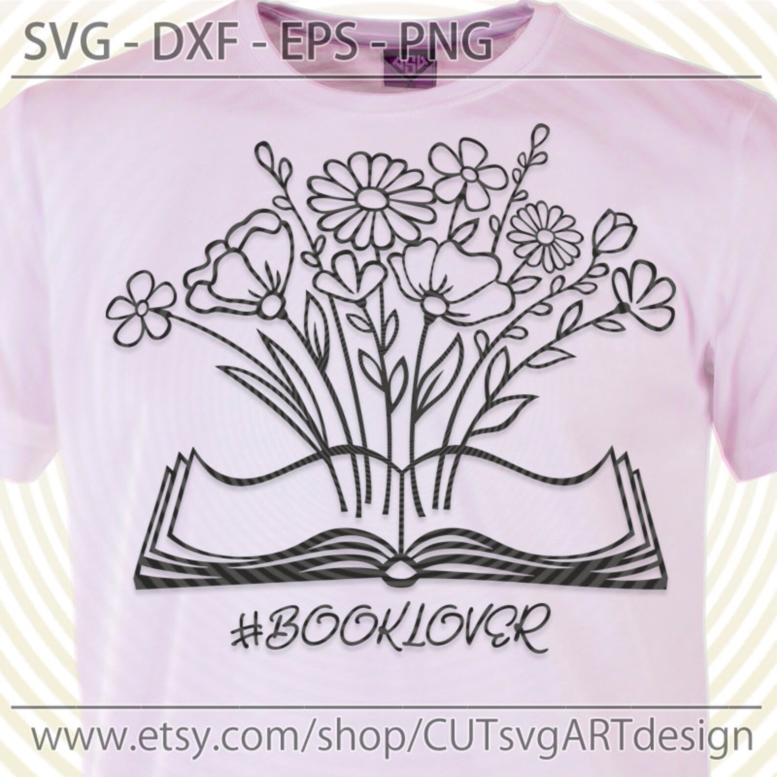 Book Flowers Svg Book Lover Svg Book With Wildflowers Cut Etsy