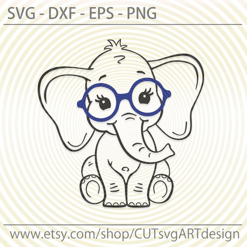 Download Elephant with nerd glasses svg Cute funny safary animal ...
