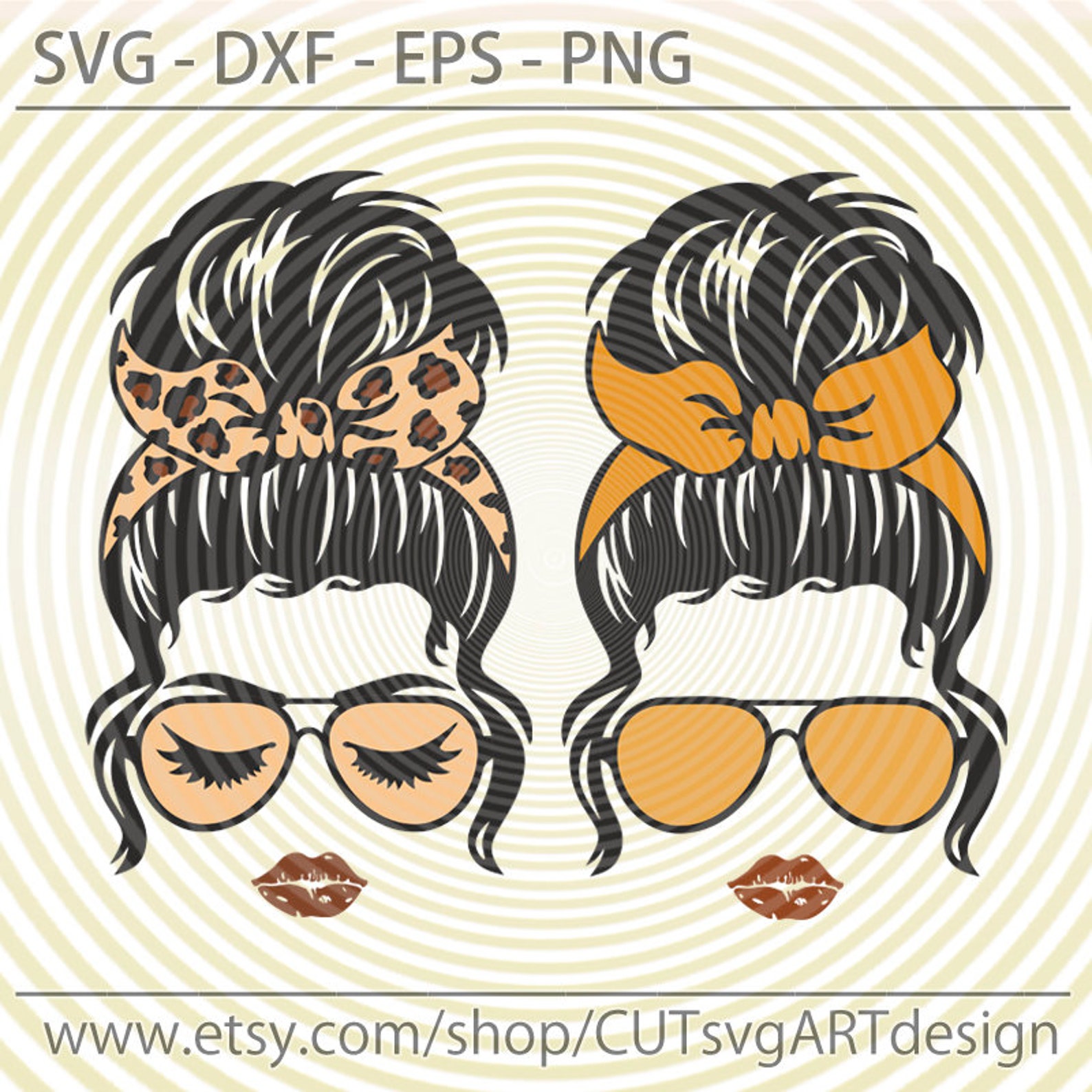 Download Messy Bun Leopard bandana glasses layered svg Beautiful ...