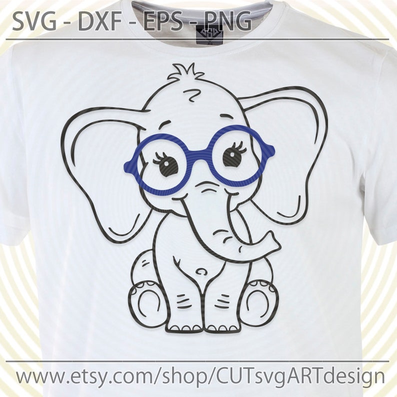 Download Elephant with nerd glasses svg Cute funny safary animal ...