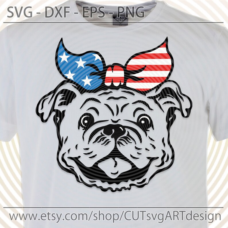 Cute bulldog American flag bandana svg funny bull dog 4 th | Etsy