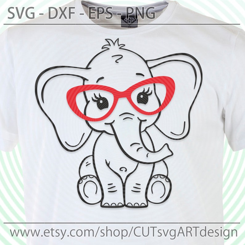 Elephant with glasses svg Cute funny safary animal svg Cut Etsy
