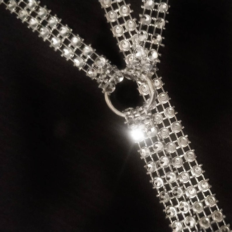 Latex Face Harness face jewelry in silver crystal