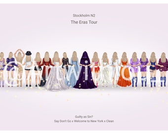 Taylor Swift - The Eras Tour Stockholm Night 2 digital Print. Full outfit lineup!
