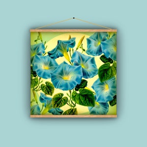 Morning Glory Rebe, Wandbehang, herunterziehen Diagramm, 1860er Jahre, Vintage Kunst, antikes Bild, Naturgeschichte, Gartenliebhaber, botanische