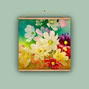 Kosmos, Blumen, Geschenk für Gärtner, Wandbehang, herunterziehen Diagramm, Botanik, Seed-Paket, Vintage Bild, antike Kunst, Natur