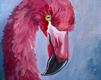油絵オリジナルアート - 恋するフラミンゴ - Etsy 日本