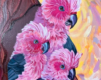 Galah Cockatoos — ORIGINAL Oil painting on canvas