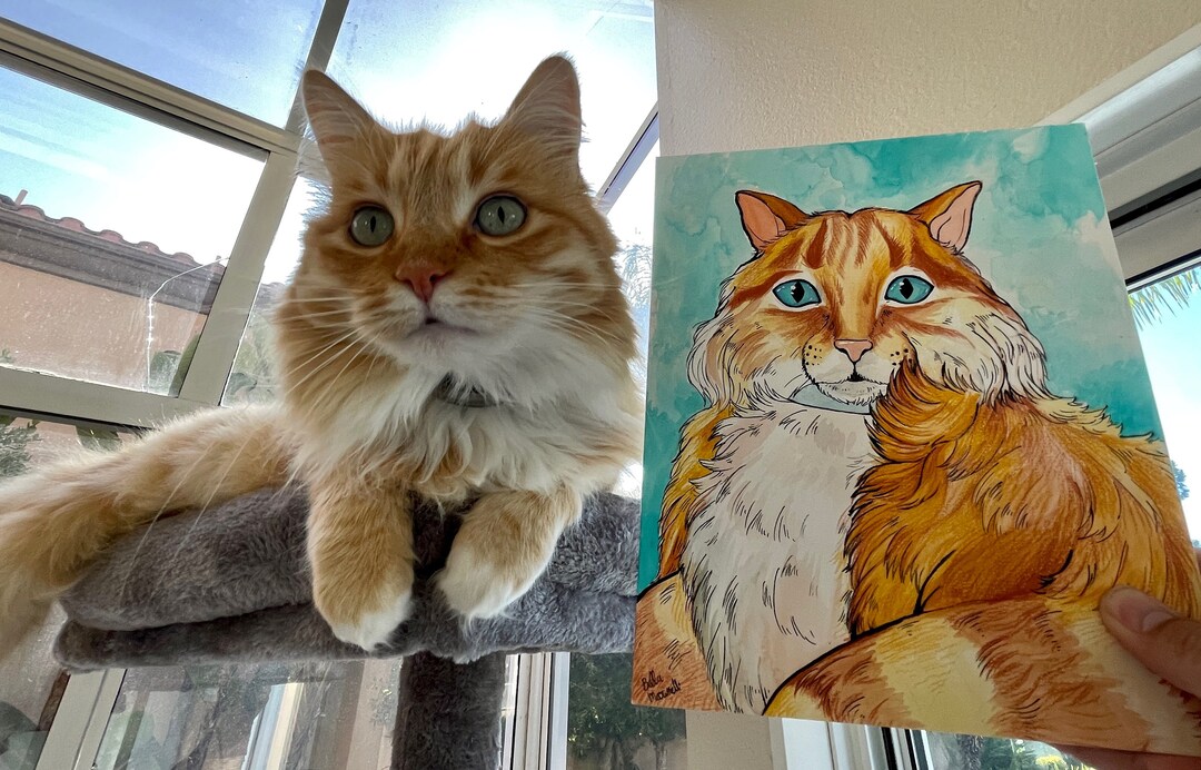 Customized Pet Portrait on Artboard Etsy