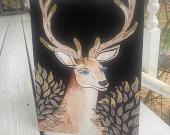 Gilded Deer — ORIGINAL Illustration on Artboard