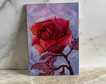 Red Rose  ORIGINAL oil painting on canvas panel