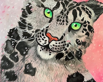 Snow Leopard- ORIGINAL oil painting on canvas
