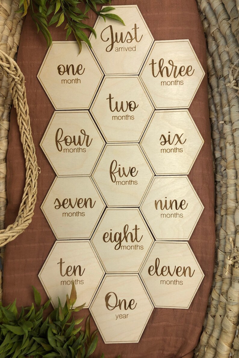Baby Milestone Signs Hexagon Wood Baby Milestone Signs Baby Etsy