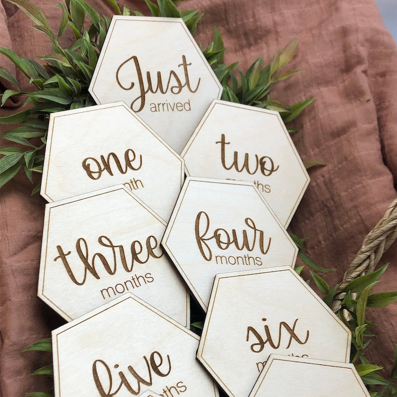 Baby Milestone Signs Hexagon Wood Baby Milestone Signs Baby Etsy
