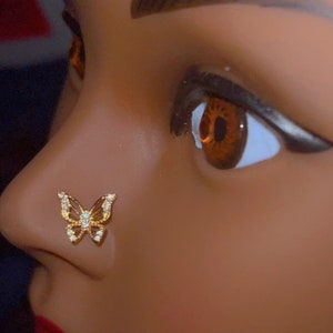 Butterfly nose ring  , gold nose ring , sliver nose ring