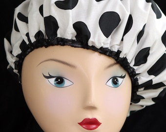 I have fallen in love with this shower cap, Giant Black Dots.