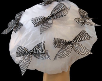 This is our Zebra Stripes Ribbon Bows - Designer Shower Cap.