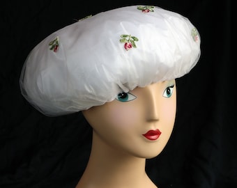 Shower cap with flowers - small embroidered roses.