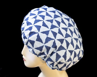 Blue and White, all over, Liberty of London fabric, designer shower cap.