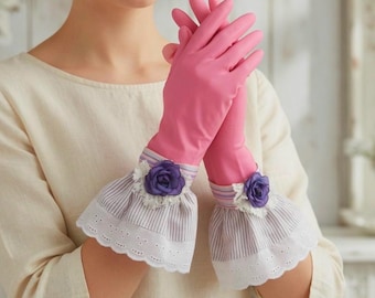 Pink Latex Dish Gloves – Country Wedding Style, Flocked Lined, Medium Size