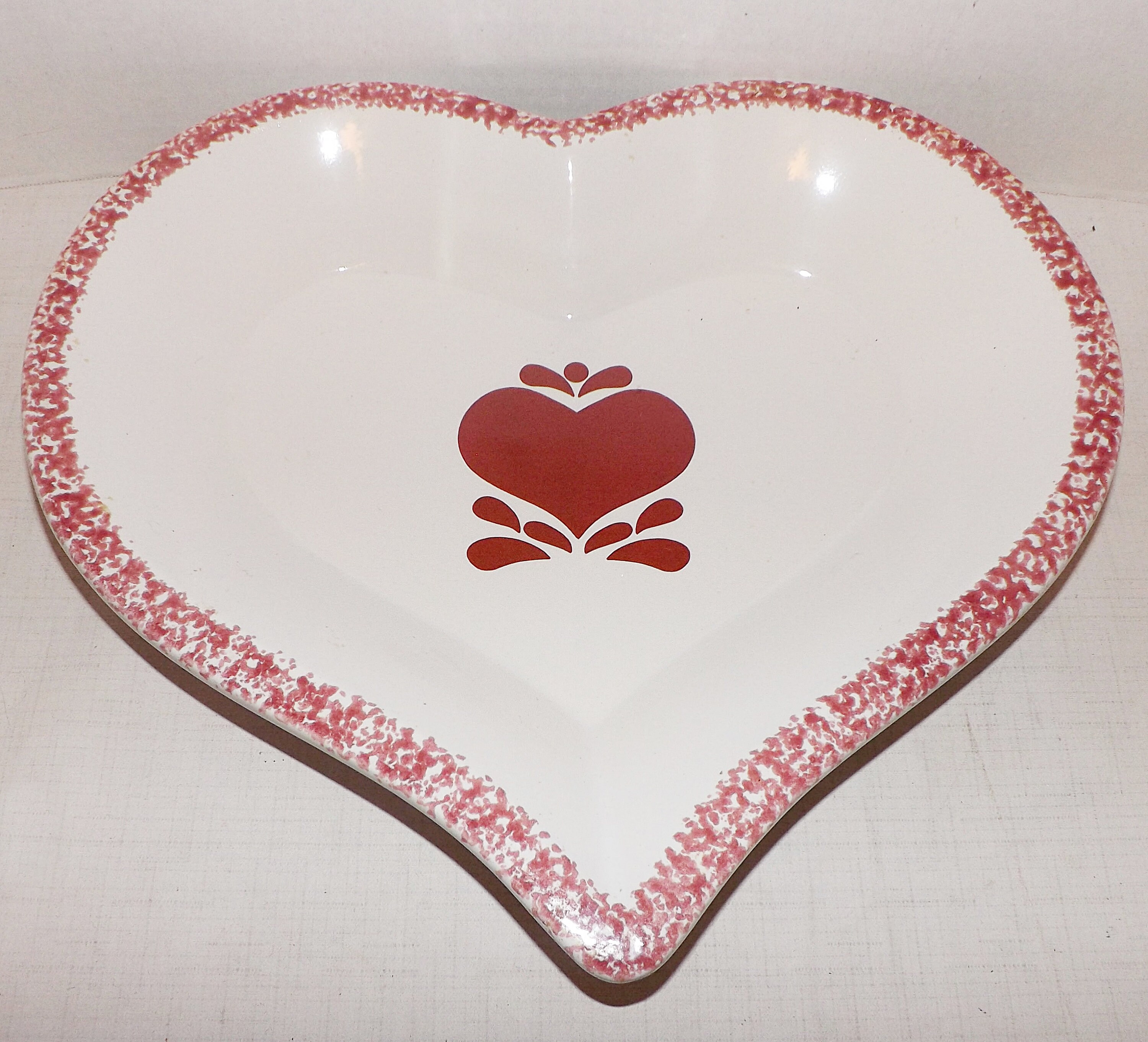 Vintage Red Heart Pie Baking DishSpongeware Ceramic Heart Etsy