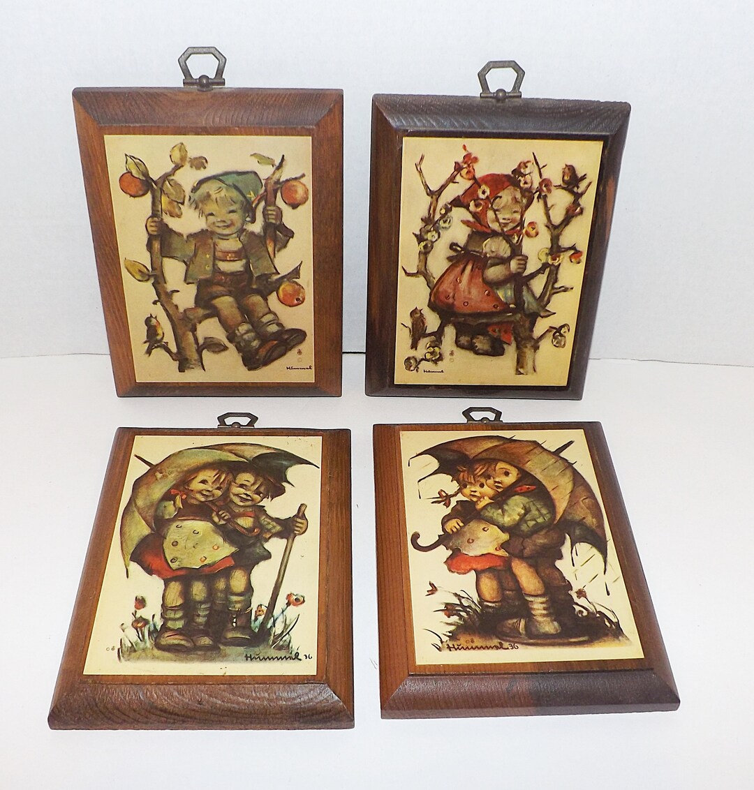 Set of 4 Hummel Wood Wall Plaques Art Vintage Decor Etsy