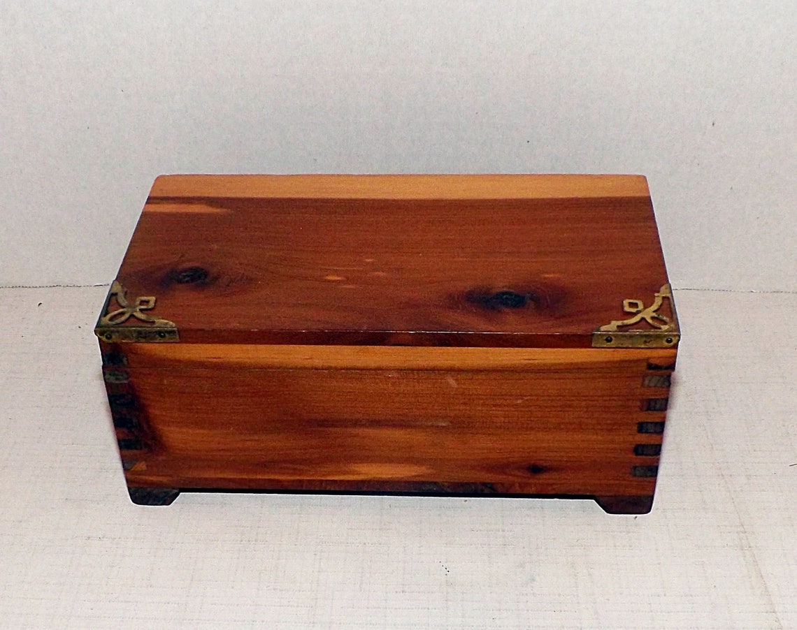 Vintage Small Cedar Chest Wood Box for Jewelry Trinkets Keepsakes