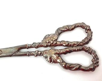 希少でユニークな銀のハサミ。19世紀のアンティークシルバー。鳥の装飾