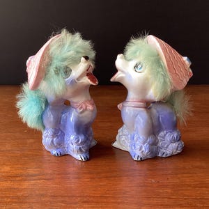 Pair of Vintage Ceramic Poodles, Japan