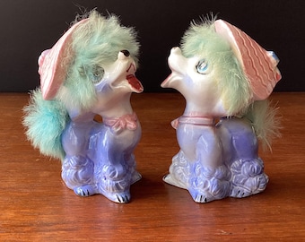 Pair of Vintage Ceramic Poodles, Japan