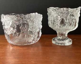 KOSTA BODA クリスタル　ボウル　ヴィンテージ　北欧 Kosta Boda 透明ガラスボウル、真夏のダンスデザインの Kjell Engman