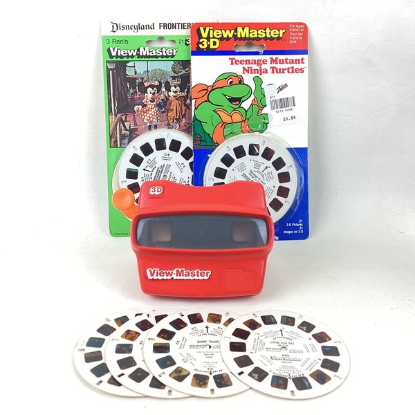 1990s View Master with 10 Reels, TMNT Viewmaster Reels, Disney Frontier Land, Shirt Tales