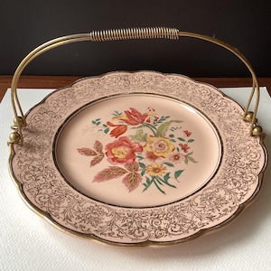 W.H. Grindley ROSITA Peach Petal Plate with Removeable Handle