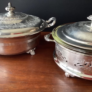 Your Choice- Silverplate Serving Dishes with Glass Insert