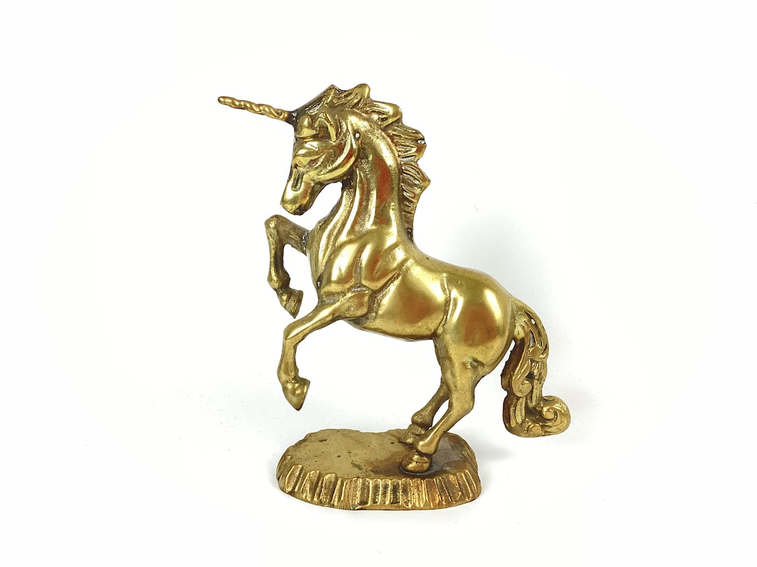 Brass Unicorn Figurine 6.5 Rearing Unicorn Etsy