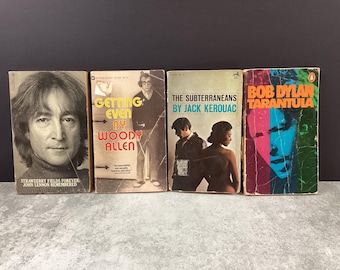 Vintage Bundle of Paperback Books: John Lennon, Woody Allen, Jack Kerouac, Bob Dylan