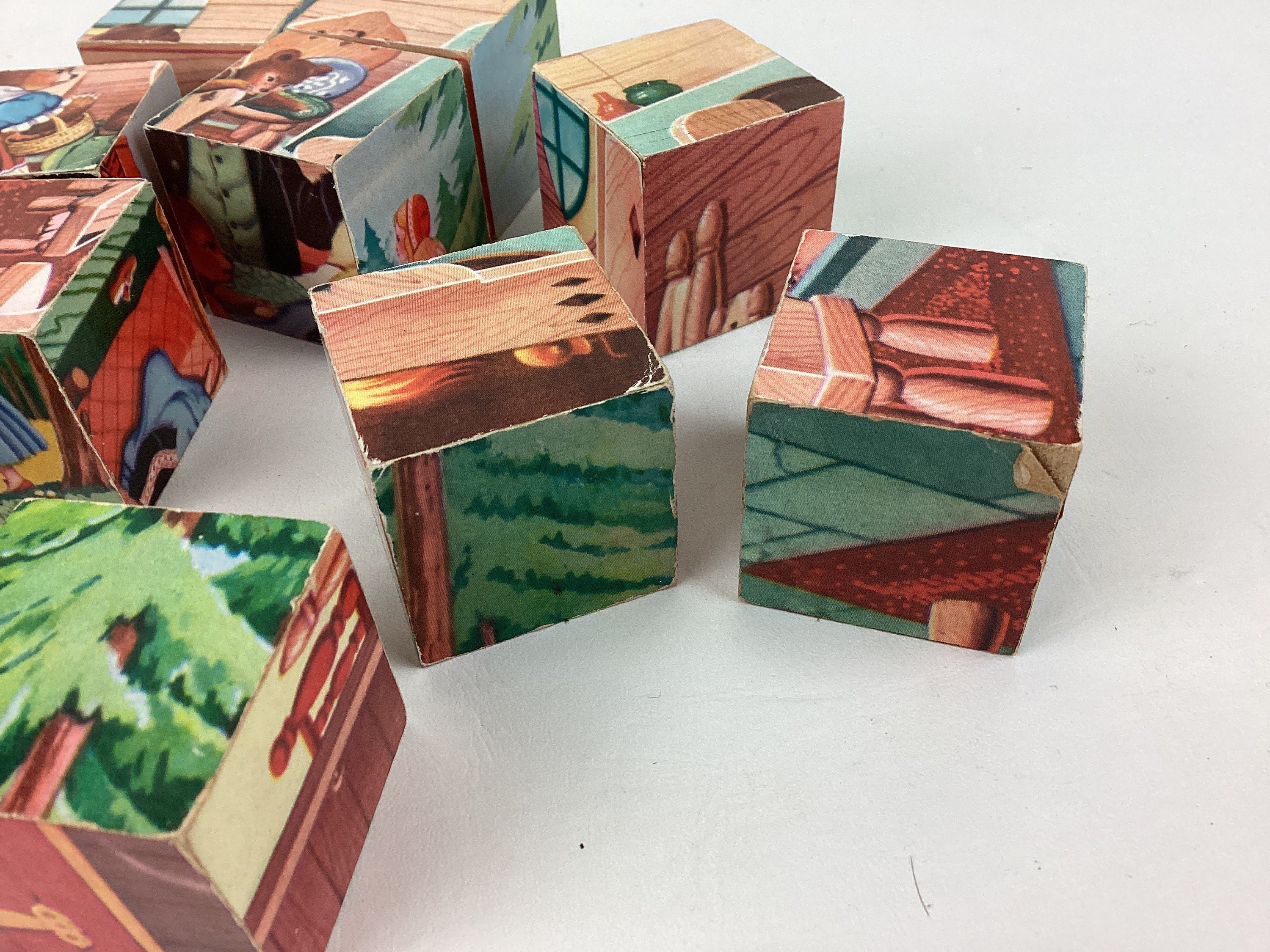Vintage Block Puzzle, Goldilocks and the Three Bears Picture Cube ...