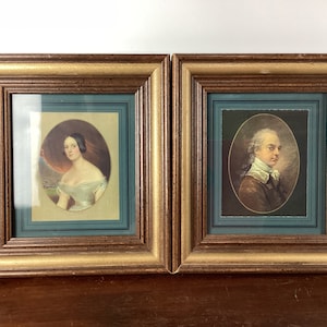Pair of Framed Vintage Portrait Prints, Victorian Couple