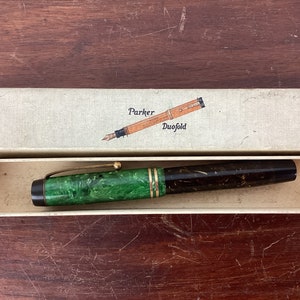 Stylo plume Parker Duofold années 30, double anneau avec boîte d'origine, tel quel