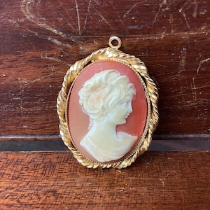 Vintage Oval Cameo Anhänger, viktorianischen Revival Schmuck