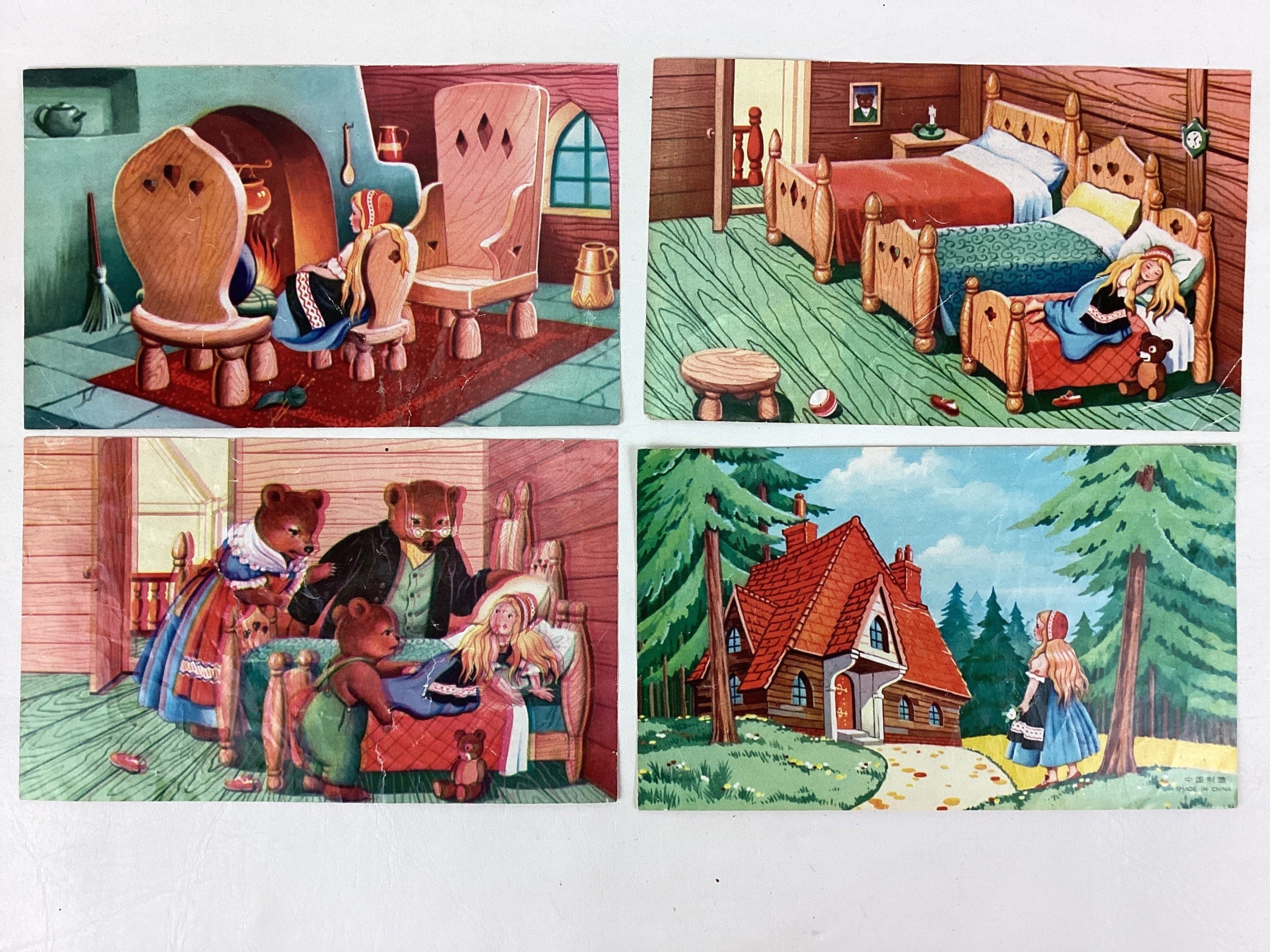 Vintage Block Puzzle, Goldilocks and the Three Bears Picture Cube ...