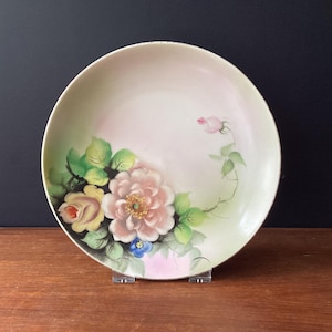 Vintage Noritake Plate, Hand Painted Pink Floral Design