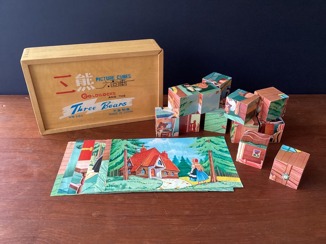 Vintage Block Puzzle, Goldilocks and the Three Bears Picture Cube ...