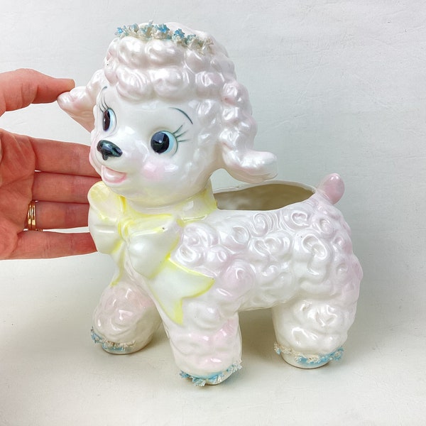 1960s Ceramic Lamb Planter by Samson Imports, Made in Japan