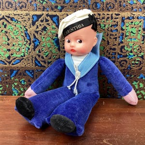 Vintage 1960s Carinthia Steamship Souvenir Sailor Doll, Souvenir Nautical Memorabilia