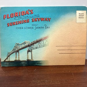 Carnet de cartes postales vintage Florida Sunshine Skyway Over Lower Tampa