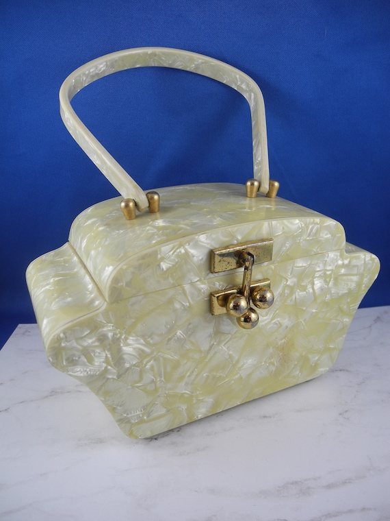 Vintage Patricia of Miami Lucite Purse - Marbleize