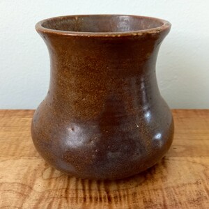 Vintage Small Studio Pottery, Artist Signed, Small Brown Stoneware Vase