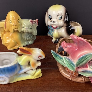 Your Choice- 1950s Small Ceramic Animal Planters